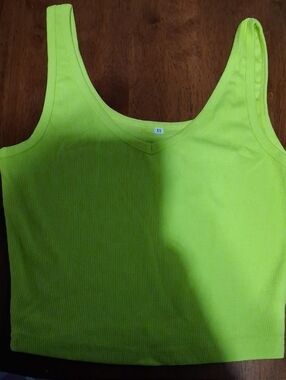 Women’s Neon Lime Green Ribbed Tank Top - XS